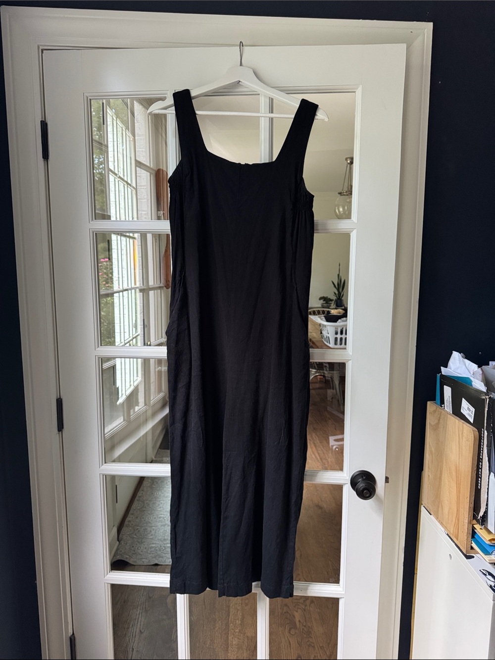 Black Square-Neck Sleeveless Jumpsuit